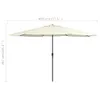 A cream-colored umbrella with a black pole is shown against a white background, with dimensions indicated. Produktbild-Vorschau