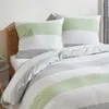 Traumschlaf Biber Bettwäsche Streifen grün 135x200 cm + Produktbild-Vorschau 1