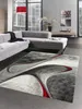 Tapis moderne Tapis de salon abstrait en gris rouge Taille Voir les images du produit 1