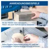 Two images showing a bandsaw in use, one cutting a block of wood and the other cutting a curved piece of wood. Text overlays describe the product's capabilities. Podgląd zdjęcia produktu