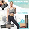 A woman is posing with fitness equipment, and various accessories are displayed around her. Produktbild-Vorschau
