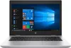 A silver HP Probook laptop is shown from the front, open with the screen displaying the Windows 10 operating system. Produktbild-Vorschau