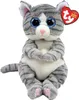 A plush toy cat with large blue eyes and gray stripes sits facing the camera. Produktbild-Vorschau