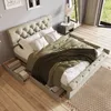 Polsterbett, Doppelbett mit Lattenrost und 4 Schubladen, Produktbild-Vorschau 4