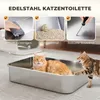 PawHut Katzenklo Edelstahl mit Deckel XXL Katzentoilette Produktbild-Vorschau 4