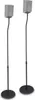Two black speaker stands with gray speaker mounts are shown against a white background. Voir les images du produit