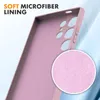 A close-up view of the inside of a pink phone case, with a magnified view of the soft microfiber lining. Produktbild-Vorschau