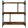 vidaXL Regál na knihy 3 police Smoked Oak 76x32x88 cm Náhľad obrázku produktu 3