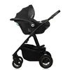 A black Lionelo Amber 3-in-1 combi stroller with a car seat attached, shown from the side against a white background. Produktbild-Vorschau