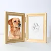 Pfotenabdruck Set Hund Katze 3D Gipsabdruck Holz Produktbild-Vorschau 1