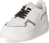 A white sneaker with black laces and gray accents is shown against a white background. Produktbild-Vorschau