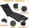 A black chaise lounge cushion is shown with various close-up insets highlighting its features. Náhled obrázku produktu