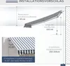 Diagram showing installation instructions and dimensions for an awning. Anteprima dell’immagine prodotto