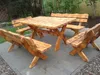 Gartenmöbel OJ, Holzgartenmöbel, Tisch + 2 Bänke + 2 kleine Produktbild-Vorschau 1