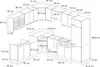 A diagram showing the dimensions of a modular kitchen layout. Náhled obrázku produktu