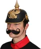A man wearing a historical military helmet and a fake mustache. Produktbild-Vorschau
