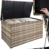An open storage box filled with cushions, showing its interior and gas struts. Produktbild-Vorschau