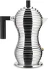 A studio shot of a silver espresso coffee maker with a black handle. Produktbild-Vorschau