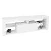 A white TV lowboard with shelves and a drawer, shown against a white background. Náhľad obrázku produktu
