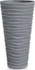 A tall, gray, textured planter pot. Voir les images du produit