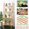 COSTWAY žebříkový regál z bambusu, 4 úrovně knihovny, Náhled obrázku produktu 2