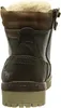 The back view of a brown leather boot with shearling lining. Produktbild-Vorschau