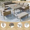 Gartenmöbelset - Beige - Ecksofa & Glastisch - verzinktes Produktbild-Vorschau 15