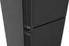 A close-up view of the handles and seam of a black refrigerator. Produktbild-Vorschau