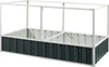 A raised garden bed with a metal frame and a dark gray corrugated base, shown against a white background. Produktbild-Vorschau
