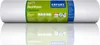 A roll of white wallpaper with a green and blue label is shown on a reflective white surface. Produktbild-Vorschau