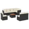 Design 9-tlg. Garten-Sofagarnitur mit Kissen Schwarz Poly Produktbild-Vorschau 2