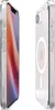 Two transparent phone cases are shown side-by-side against a white background. The left case shows a phone with a colorful screen, and the right case shows the back of a phone with a circular magnetic ring. Produktbild-Vorschau