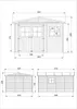 Technical drawings and dimensions of a wooden garden shed. Anteprima dell’immagine prodotto