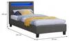 Polsterbett MANDALAY 90 x 200 cm grau - mit LED Beleuchtung Produktbild-Vorschau 8