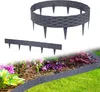 A garden edging product is shown in a lifestyle setting with plants and grass, and also as separate product shots. Náhled obrázku produktu