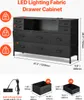 A diagram showing a black fabric drawer cabinet with dimensions and weight capacities. Náhľad obrázku produktu