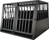 A black metal dog crate with two compartments. Produktbild-Vorschau