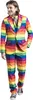 A man wearing a rainbow-striped suit. Produktbild-Vorschau