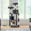 A multi-level cat tree with several cats on it, placed in a living room setting near a window. Podgląd zdjęcia produktu