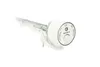 A white electric heating element with a white cylindrical housing and a silver dial, mounted on a white bracket. The heating element has metal rods extending from it. The background is pure white. Produktbild-Vorschau