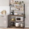 A kitchen shelf unit filled with various kitchen appliances and food items. Produktbild-Vorschau