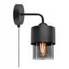 LUXOLAR Wandlampe Schwarz mit Schalter Glasschirm getöntes Produktbild-Vorschau 1