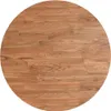 A close-up, overhead view of a round wooden tabletop made of light brown oak planks. The wood grain is visible, showing natural patterns and variations in color. Náhled obrázku produktu