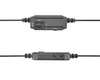 Two views of a black in-line audio controller with buttons and labels. Produktbild-Vorschau