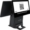 A black point-of-sale terminal with two screens, displaying a QR code and transaction details. Anteprima dell’immagine prodotto