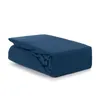 A folded blue fitted sheet on a white background. Náhľad obrázku produktu