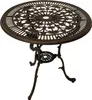 A round, ornate cast aluminum bistro table with a bronze antique finish, presented on a white background. Produktbild-Vorschau