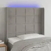 vidaXL LED Kopfteil Hellgrau 93x16x118/128 cm Samt - LED Produktbild-Vorschau 1
