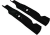Two black lawn mower blades are shown against a white background. Podgląd zdjęcia produktu