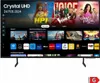 A Samsung Crystal UHD TV displaying a smart TV interface with various app icons and promotional content. Produktbild-Vorschau
